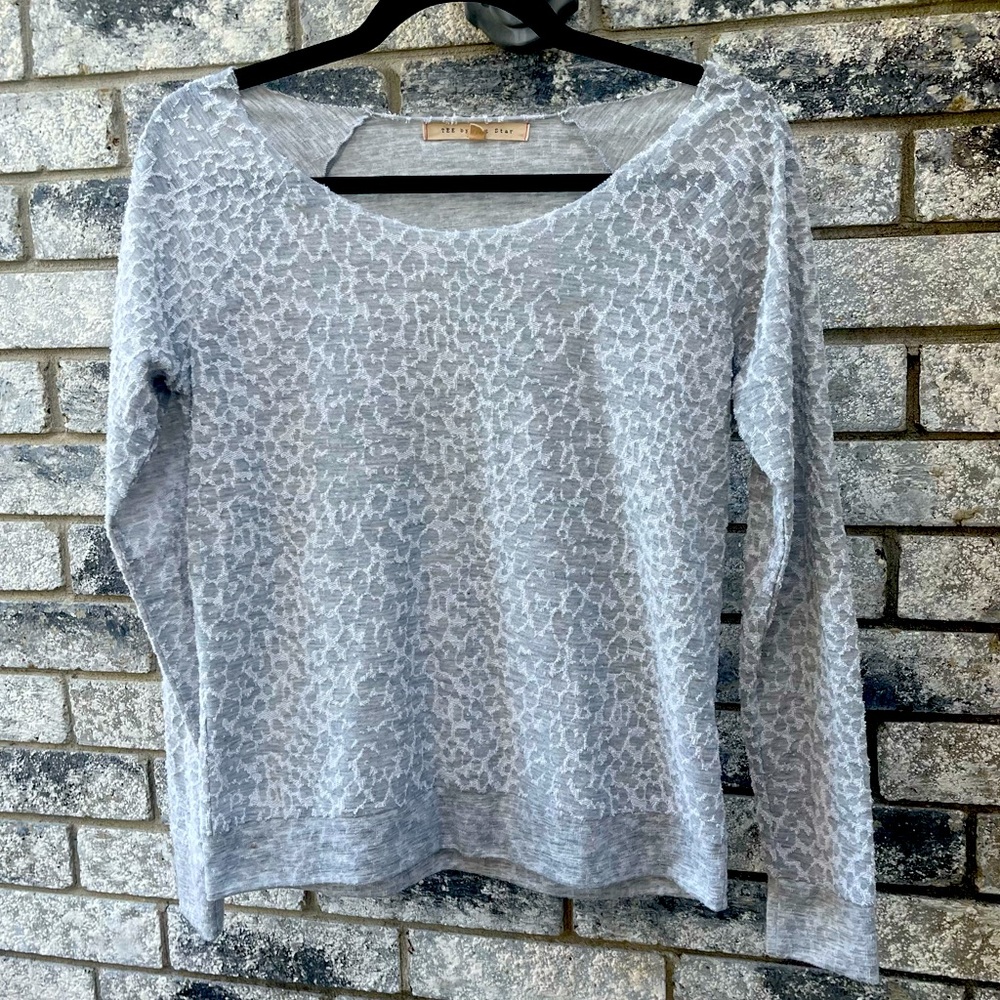 Lightweight Longsleeve Grey Cheetah Print Top - Tee by Bit Star - Size XS
